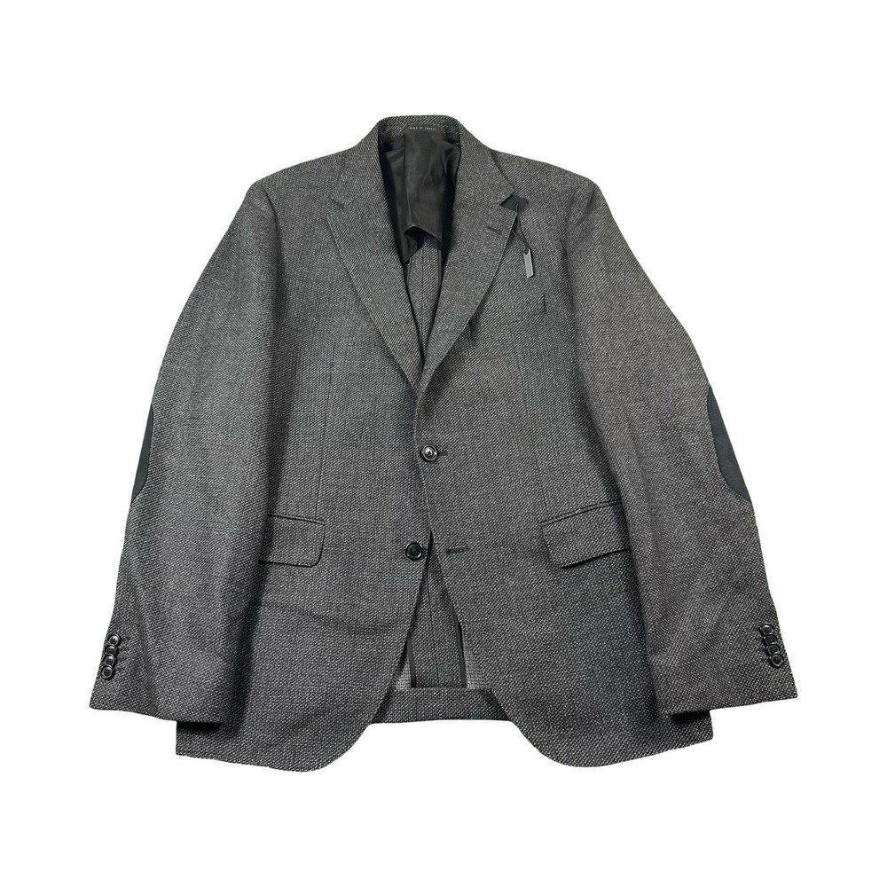 Hugo Boss Gray Woven Super 100s Wool Jestor1 Suede Elbow Patch Blazer 42R NWOT
